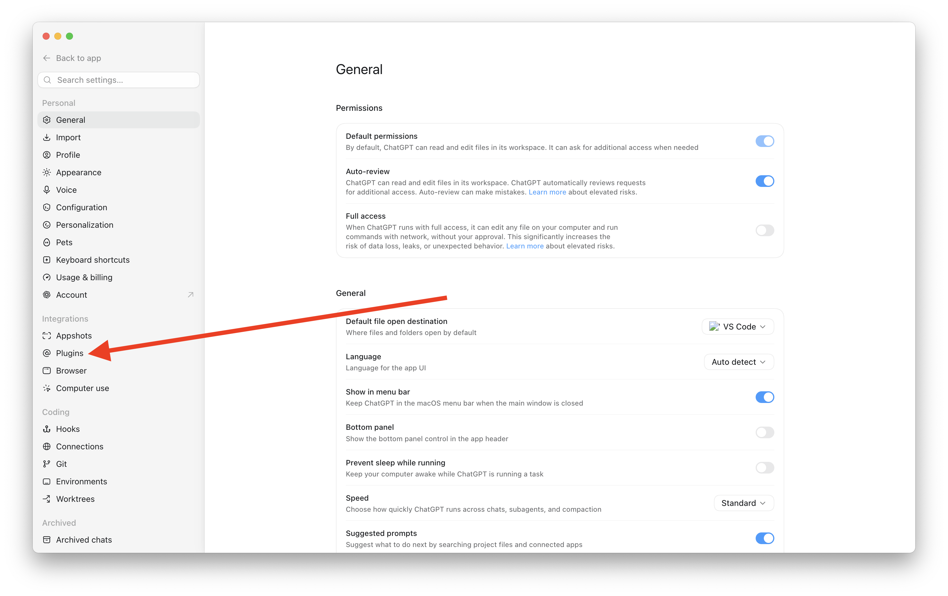 Click Plugins under Integrations