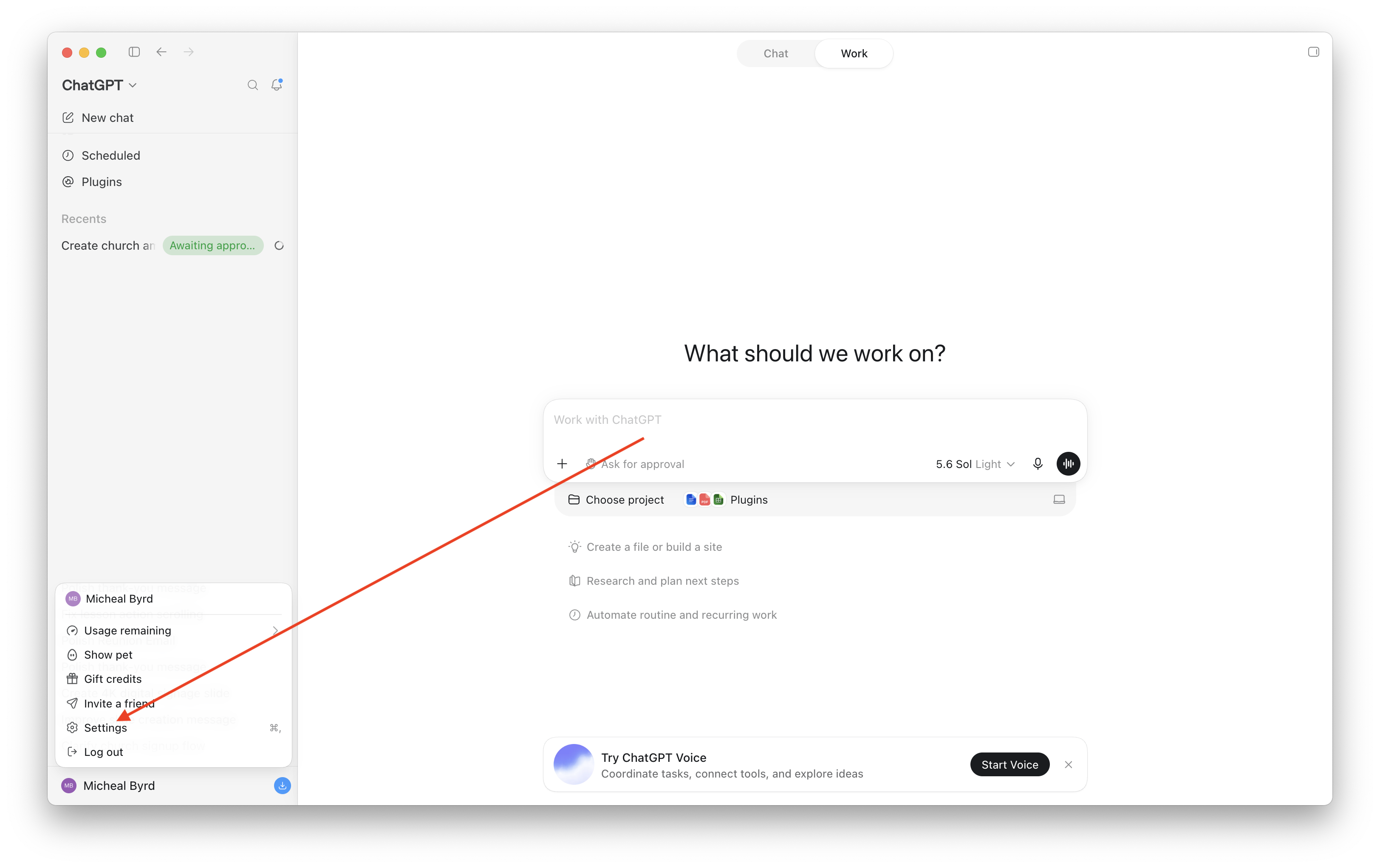 Click Settings from the menu